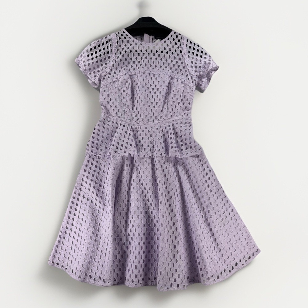 Banana Republic Eyelet Dress Lavender Tiered Short Sleeve Women's Size 2 NWT